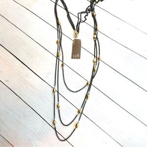 NEW NWT J. Jill Gold Bead and Gunmetal Black Chain Layered Necklace $49 Retail